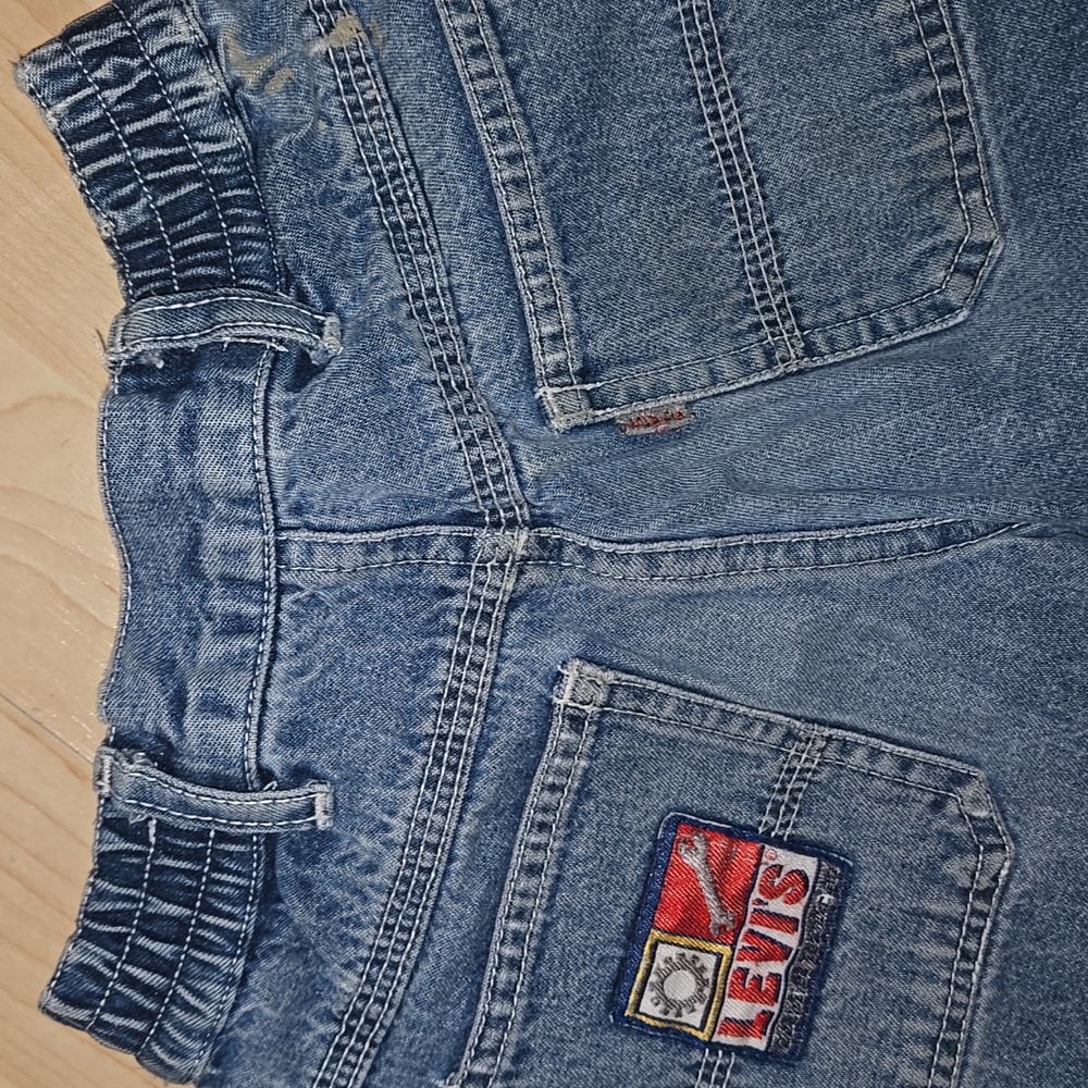 Vintage Little Levi's Levis Quality Service Denim Jean Shorts Big Patch 2T - Picture 4 of 16